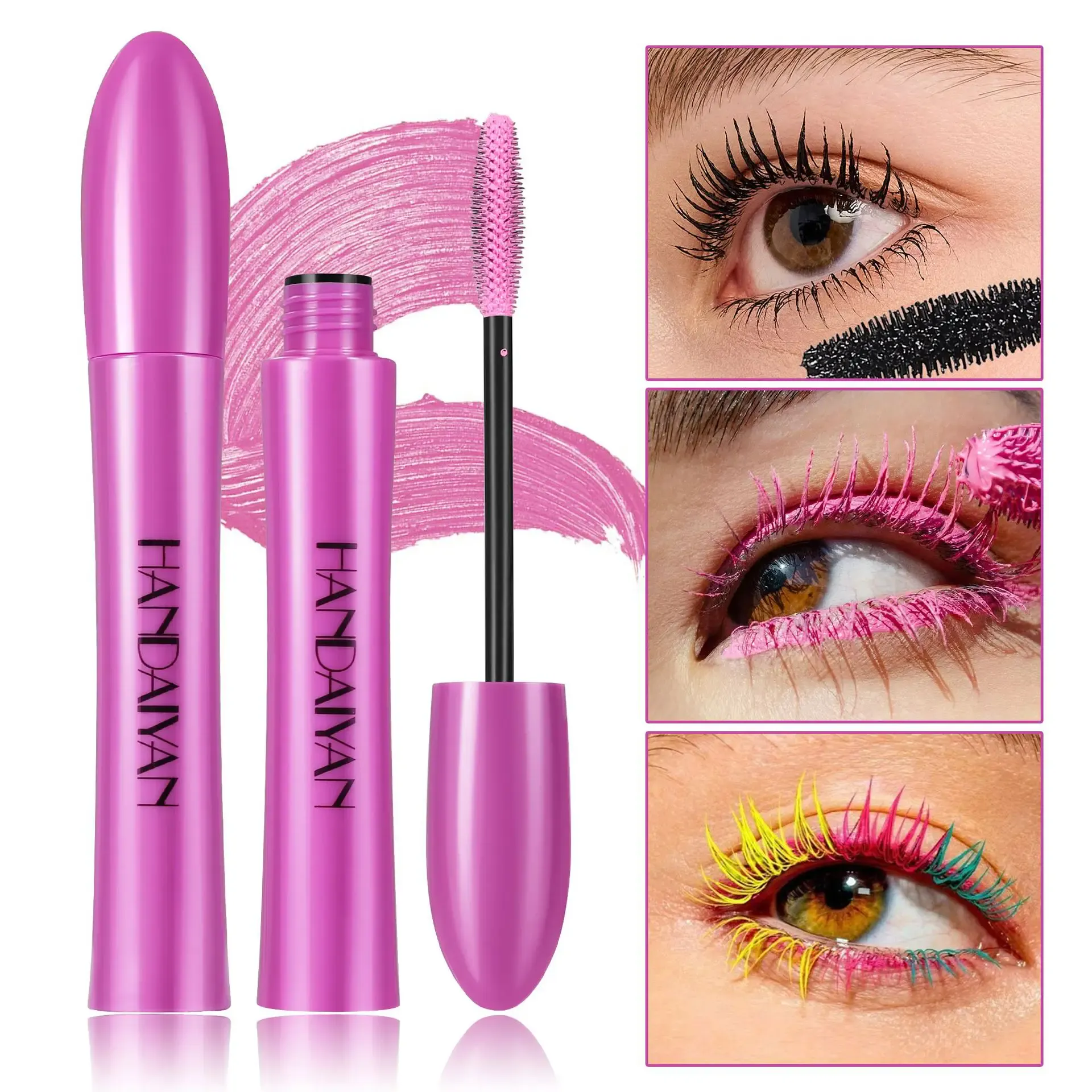 10 Χρώματα αδιάβροχη μάσκαρα όγκου Smudge-Proof Curling μακράς διαρκείας Sapphire Blue Pink Mascara for Eye Makeup Cosmetics