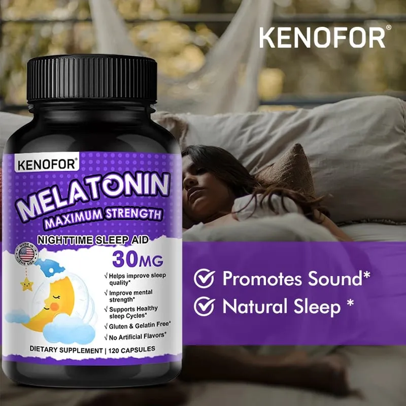 Melatonin Capsules 30mg - Promote Falling Asleep Quickly Calm The Mind Natural Sleep Aid Supplement