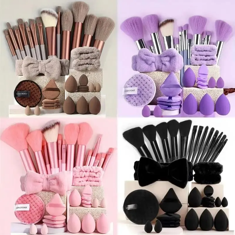 20 33Pcs Buong Makeup Tool Set na May Puff Brush Beauty Sponge Para sa Makeup Applying At Pag-alis ng Pang-araw-araw na Paggamit