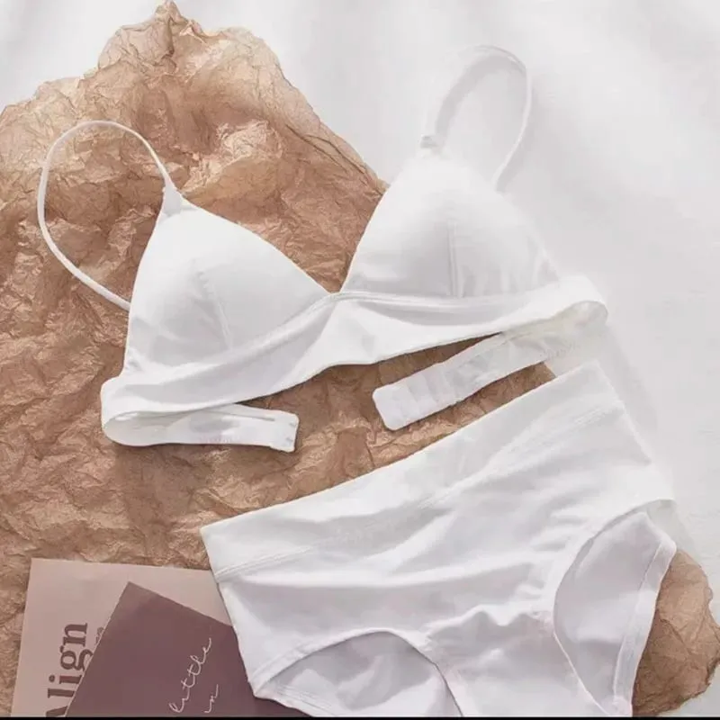 Deep V Plunge Triangle Cup Bralette Ασύρματο Σετ εσώρουχα εσώρουχα, αφαιρούμενα μαξιλαράκια, γυναικεία σέξι εσώρουχα με ελαφριά επένδυση