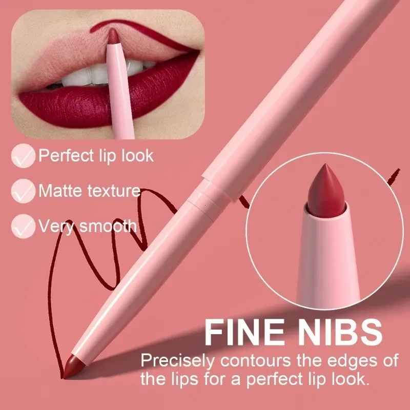 6 τμχ Σετ στυλό Lip Liner Μεγάλης διάρκειας Αδιάβροχο Αδιάβροχο Εύκολο Χρώμα που δεν ξεθωριάζει Σετ Lip Gloss Beauty Makeup