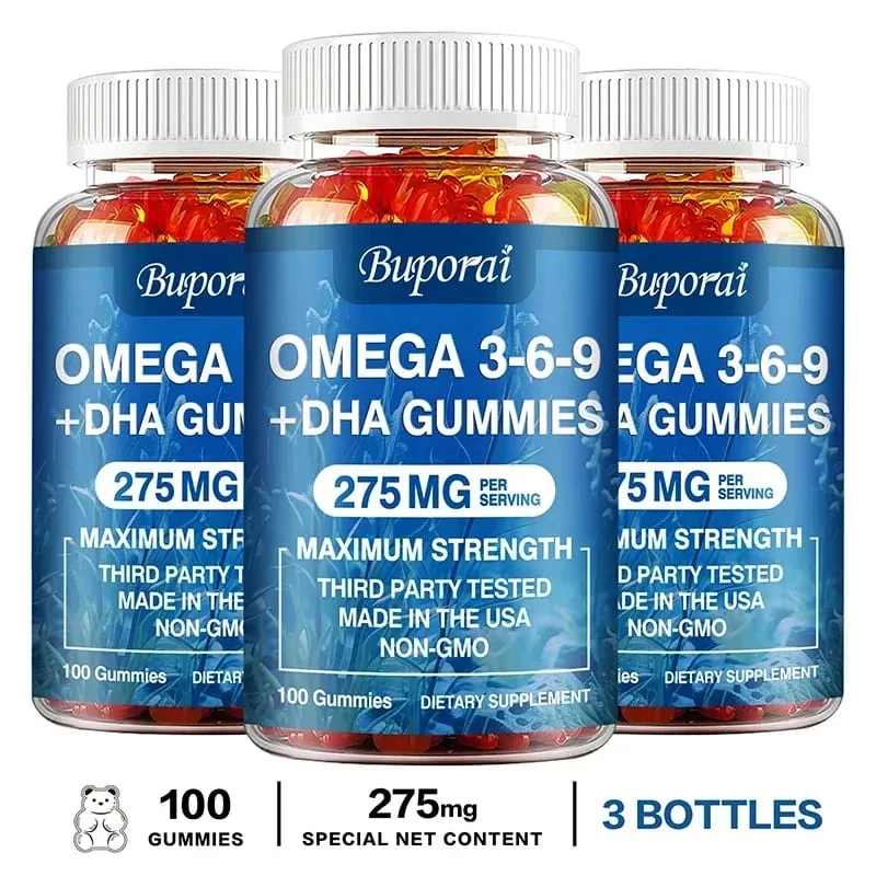 Omega 3 6 9 + DHA Gummies - Brain Health Enhances Concentration Memory Improves Blood Circulation Eye Support