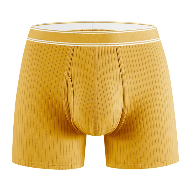 3PCS/Pack 100% Cotton Solid Striped Man Undrewear Lengthen Breathable Fitness Boxers Hombre Crotch Side Opening Men's Underpants