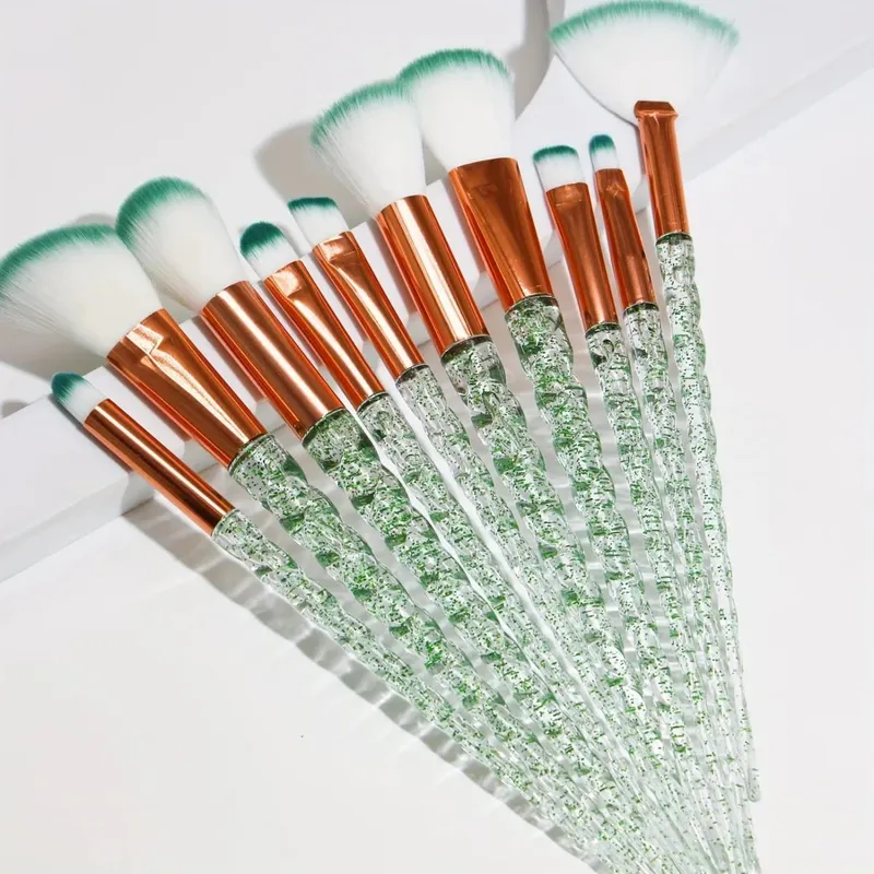 Πολύχρωμο σετ πινέλων μακιγιάζ 10 τεμαχίων Concealer πινέλα με κρυστάλλινη λαβή Εργαλεία καλλυντικών ομορφιάς Εργαλεία μακιγιάζ