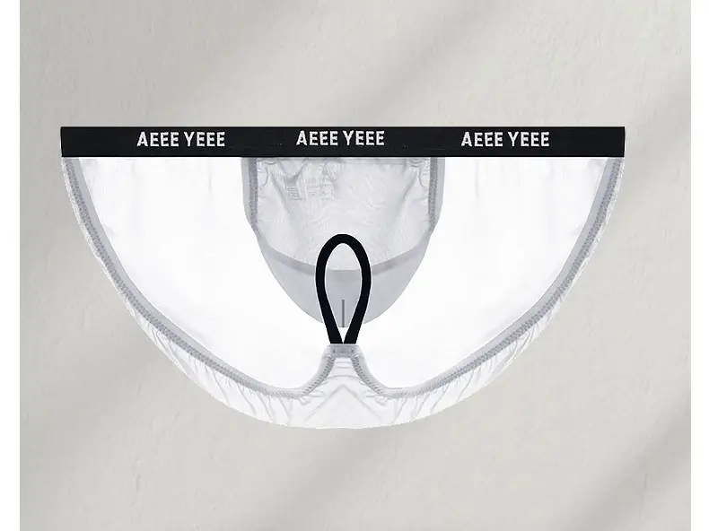 Men's Underwear Ultra-Thin Ice Silk Transparent Briefs Low-Rise U-Shaped Pouch with Separate Design