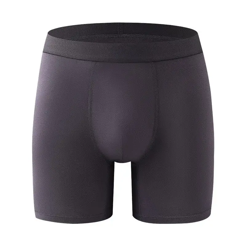 Big Pouch Men Bamboo Fiber Boxer Briefs Breathable Underwear With Fly Opening Mid Waist Sports Trunks Moisture Wicking Soft Cool