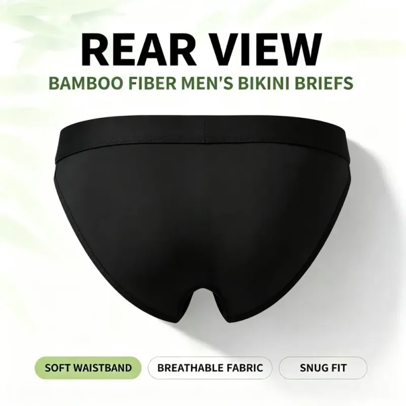 Soft Bamboo Fiber Men High‑Cut Bikini Briefs Integrated Pouch Moisture Wicking Athletic Underwear for Gym Training 1 3Pcs Set