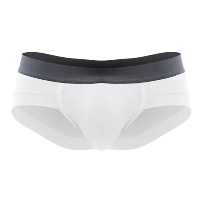 Men's Underwear, Men's Briefs, U-Shaped Pouch, Modal Breathable Summer Youth White Low-Waist Briefs