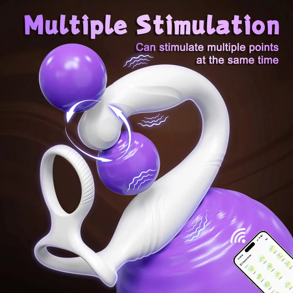 App Control Vibrator for Men Prostate Massager Dual Penis Ring Cock Rings Anal Vibrating Butt Plug Anal Sex Toy for Men