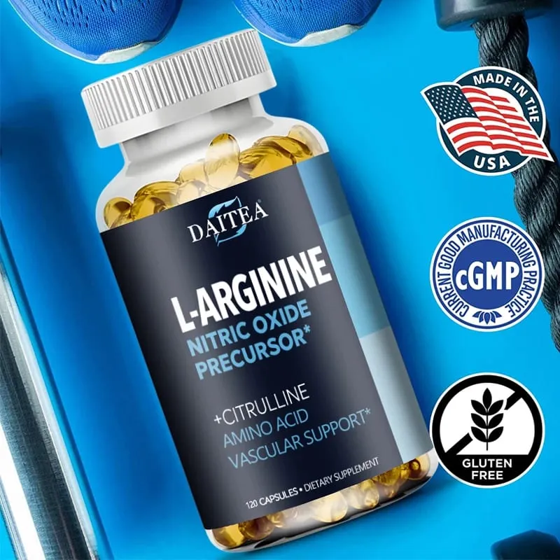 Daitea L-Arginine Supplement - Para sa lakas ng enerhiya at suporta sa pagtitiis habang nag-eehersisyo | Mass ng kalamnan Non-GMO