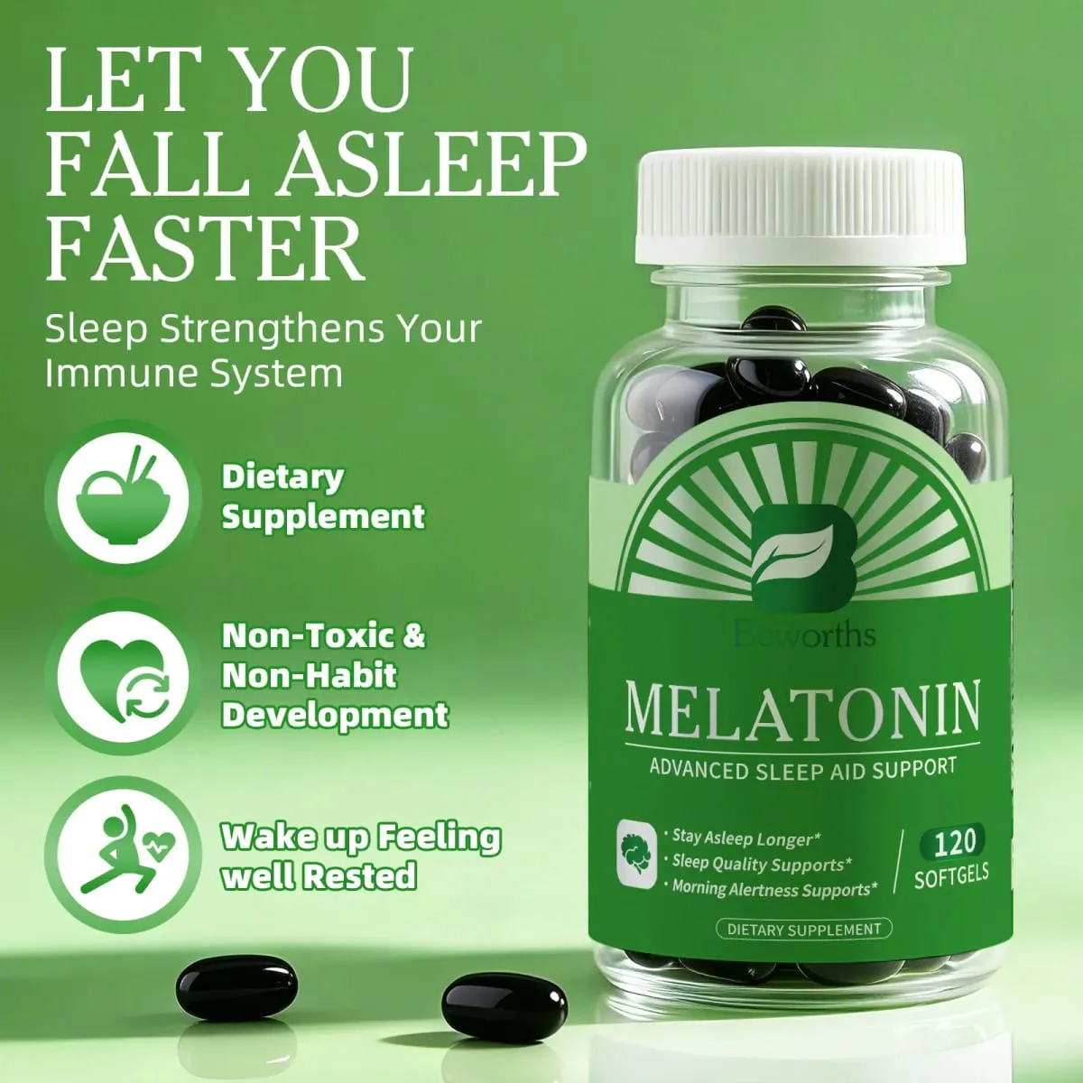 5MG Melatonin Capsules Sleep Better Prolong Sleep Time Walang Insomniac Pagpapabuti ng Kalidad ng Pagtulog Tulungan ang Matulog ng Himbing