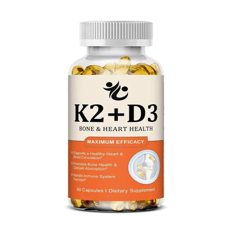 Vitamin D3 + K2 Capsules Support Calcium Absorption Bone & Joint Wellness Cardiovascular Function and Immune System Health
