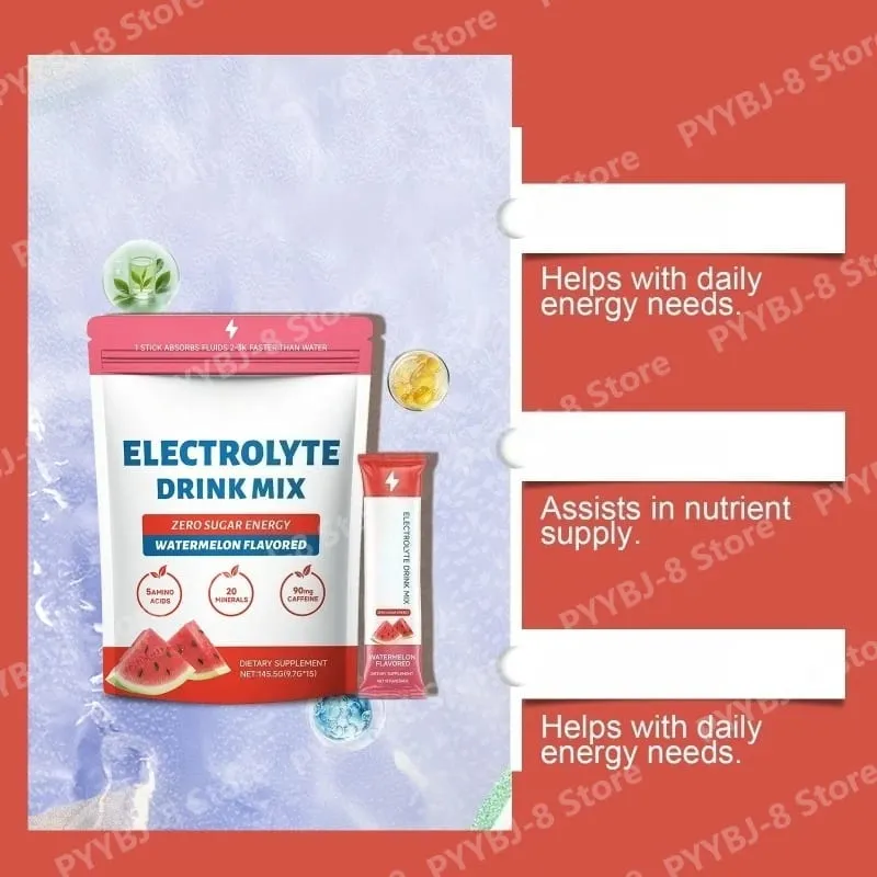 Zero Sugar Vattenmelon Elektrolytpulver med 90mg koffein Aminosyror Mineraler Vitaminer Ger energipåfyllning 15 sticks
