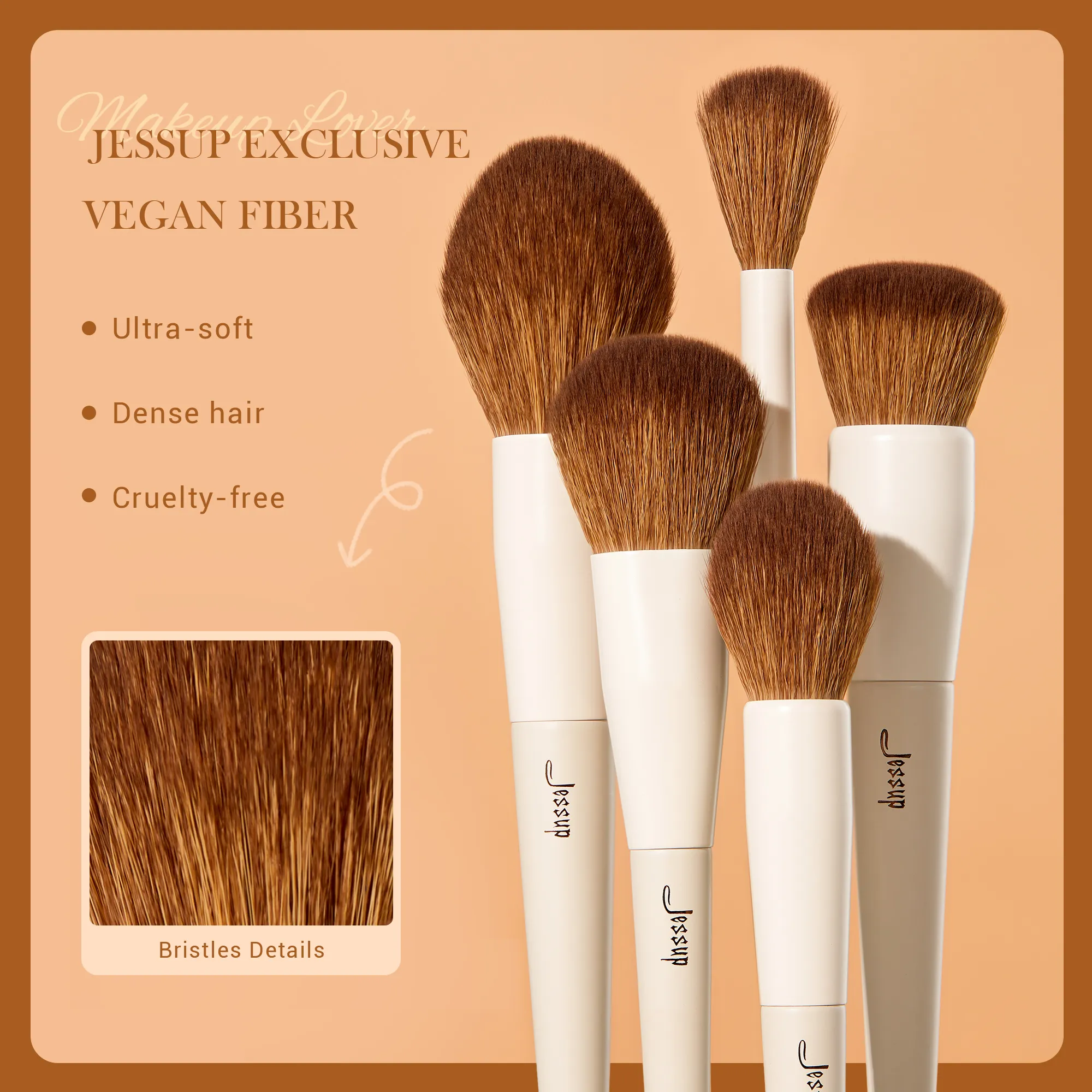 Jessup Face Brushes set 5Pcs Makeup Brushes Vegan Foundation Blush Bronzer Brush Contour Fluffy Setting Powder Light Grey T493