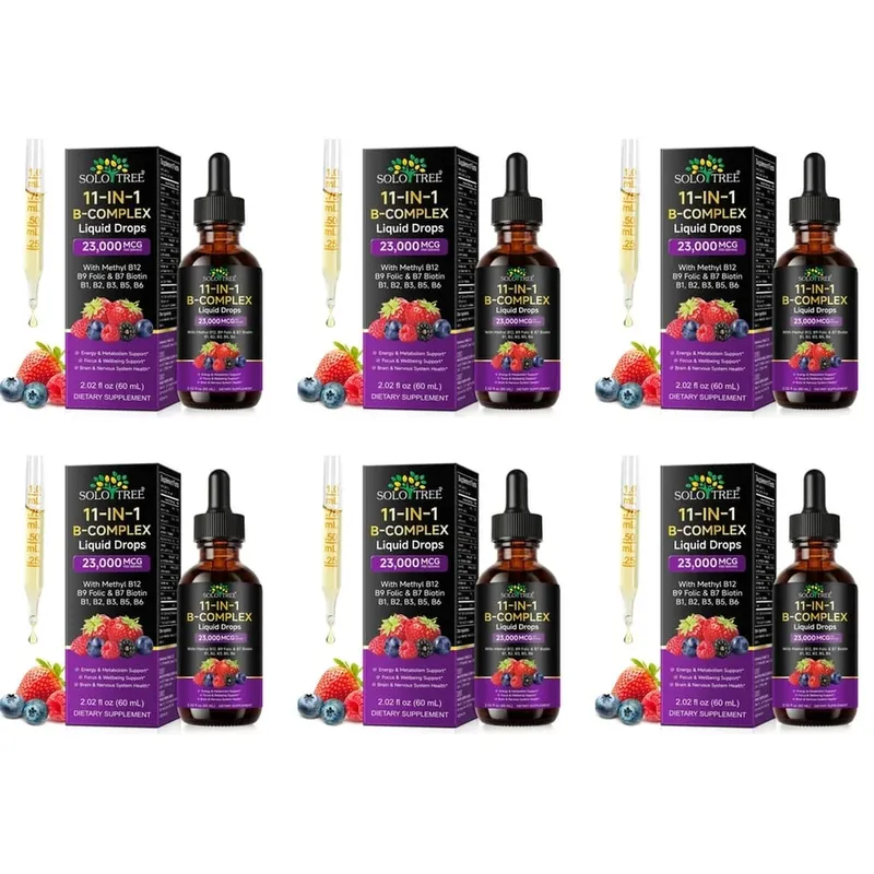 B-Complex Liquid Drops 11-in-1 Methyl B12 Folate Biotin Para sa Energy Focus at Brain Nervous Support Formula Pang-adulto 60ml