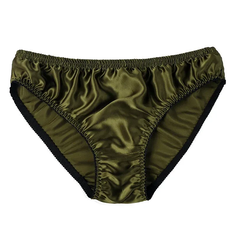 100% Mulberry Silk Men Sexy Underwear Wrinkle Briefs Breathable Male Panties Pure Silk Trigonometric Soft Man Underpants Summer