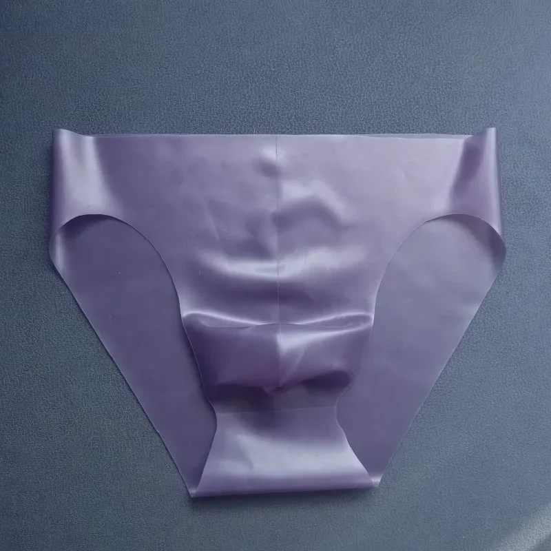 Latex Underwear Transparent Briefs Men's Rubber Convex Pouch Underpants Shiny Male Erotic Lingerie Triangle Panties Slip Homme