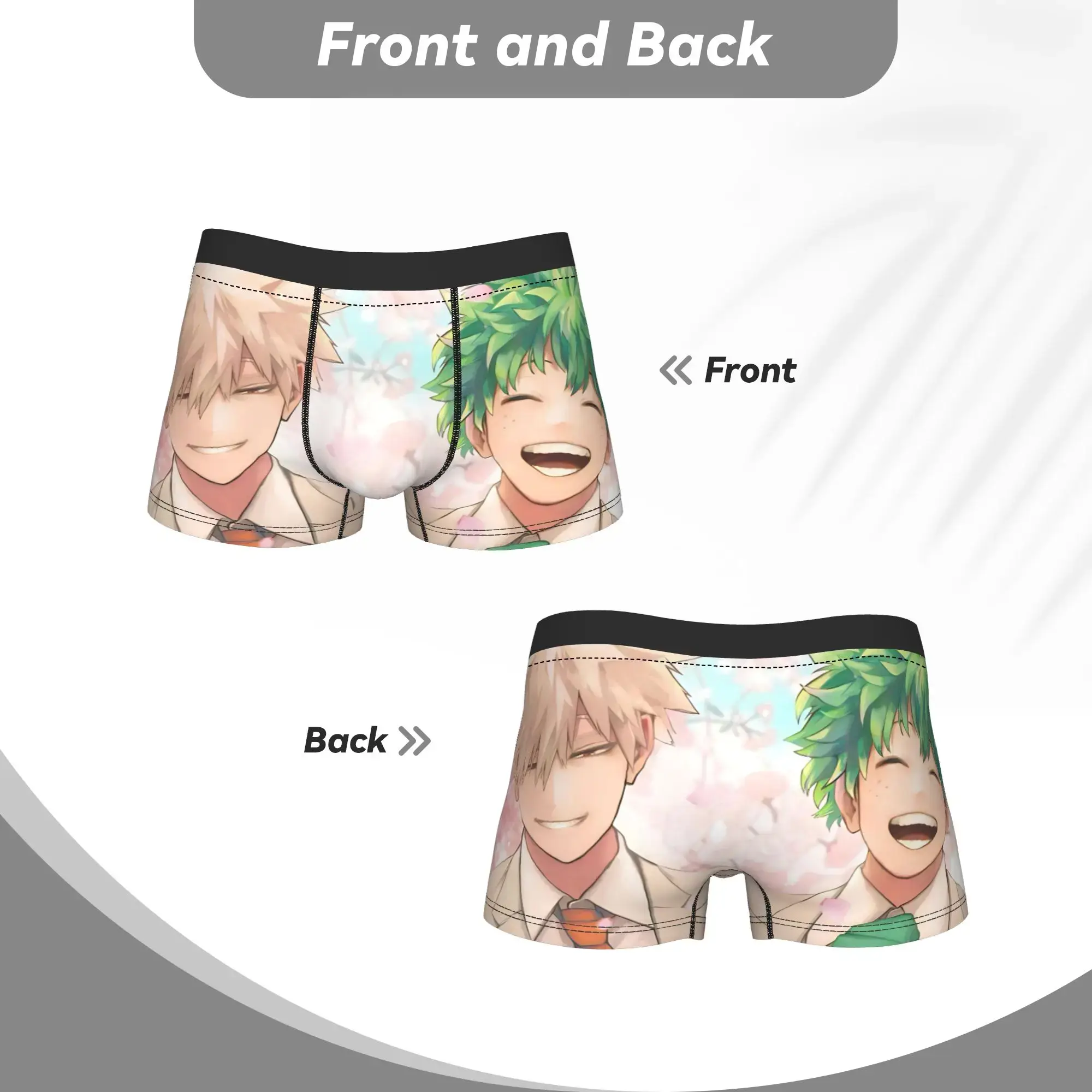 Men My Hero Academia Anime Long Underwear Deku Bakugo Fashion Boxer Briefs Shorts Panties Male Soft Underpants Plus Size
