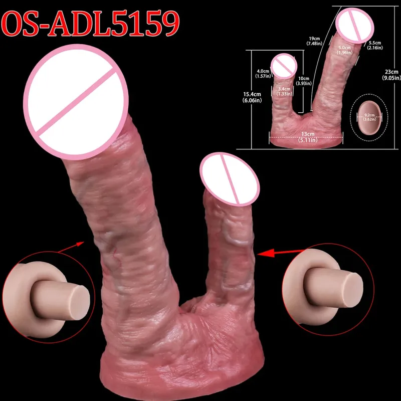 47cm Realistic Long Dildos Double Head Anal Vaginal Stimulator Sex Toy With Sucker For Lesbian Couples Gay Men Adult Tools