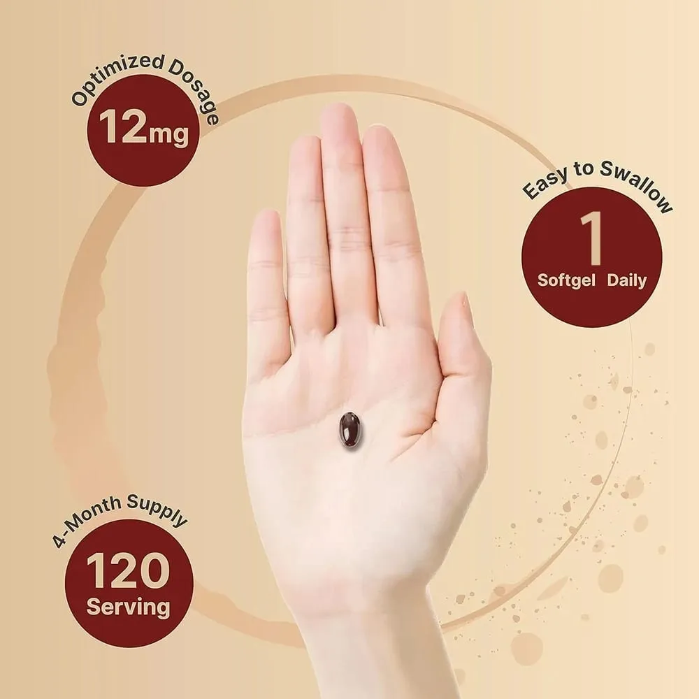Triple Strength Astaxanthin 12mg - Natural Astaxanthin Antioxidant Supplement Non-GMO Verified & Gluten - 120 Softgels