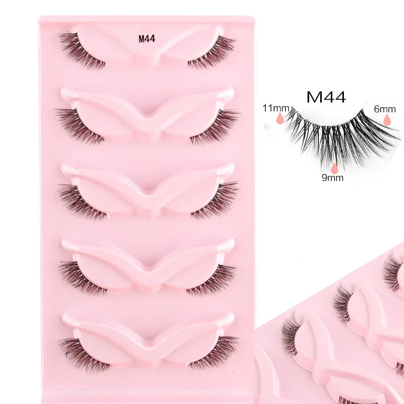 Half Eye Lashes Cat Eye Lashes 3/5/10 Ζεύγη ψεύτικες βλεφαρίδες Αφράτη απαλή φυσική εμφάνιση Clear Band 3D Mink Lashes Extension Μακιγιάζ