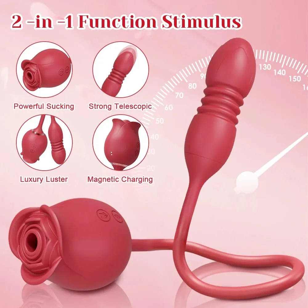 Rose-Sucking Thrusting Dildo Vibrator για γυναίκες Διεγέρτης κλειτορίδας θηλής Δόνηση γλώσσας αυγού που γλύφει κλειτορίδα Sucker σεξουαλικά παιχνίδια