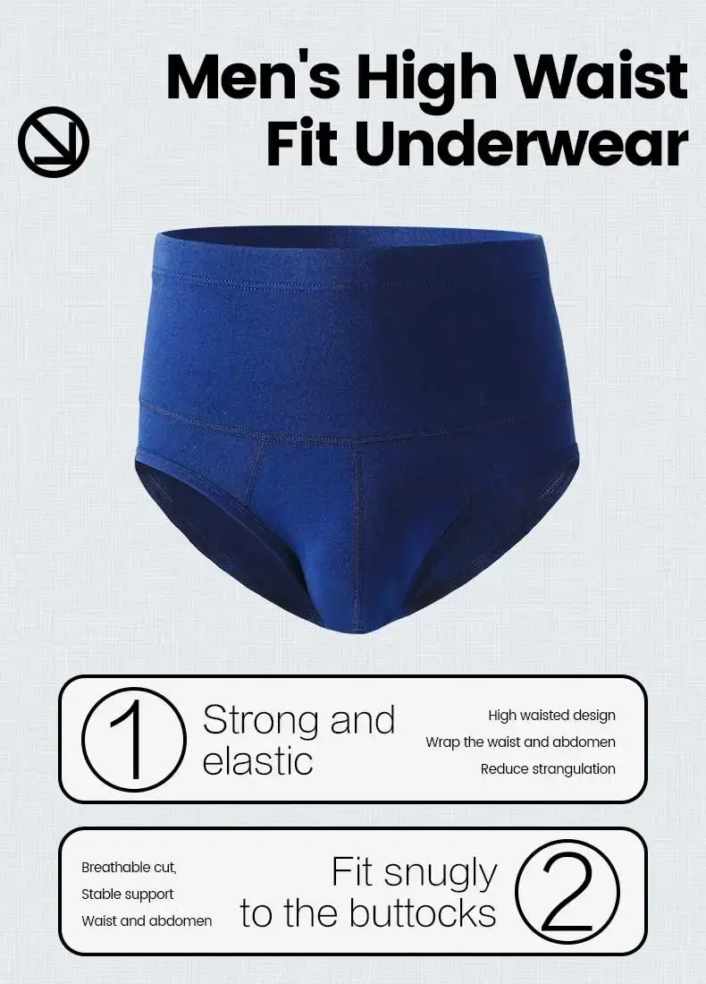 Men's cotton underpants, high-waisted, slimming, waist-protecting, enhanced warmth, short underpants for overweight sportswear