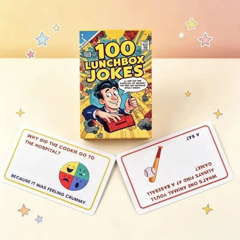 Best Seller 100 Lunchbox Jokes Χάρτινες κάρτες Φορητές αστείο παιχνίδι καρτών αστείου για παιδιά Οικογενειακό πάρτι Καθημερινή ψυχαγωγία