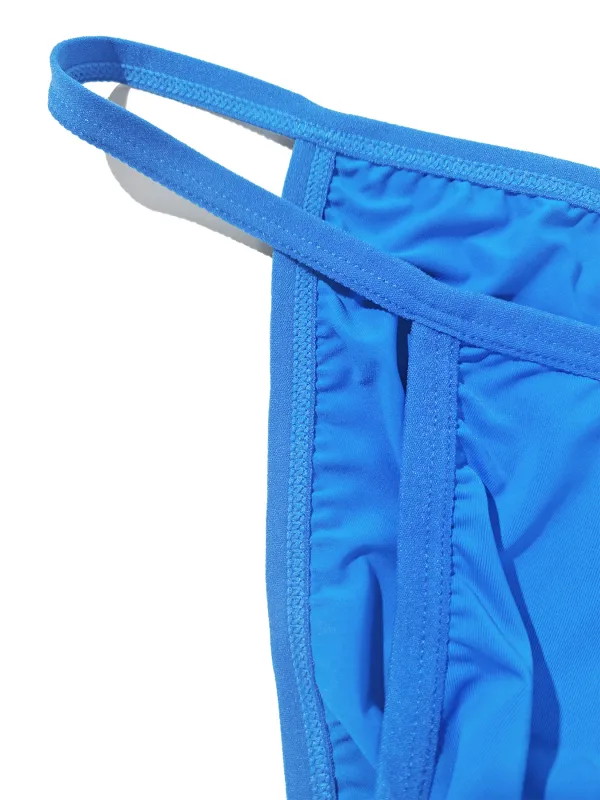 1PC Men's Sexy Low-Waist Briefs with Large Pouch Single Color Thin Belt Comfortable Thin Design for Summer Pure Color Underwear