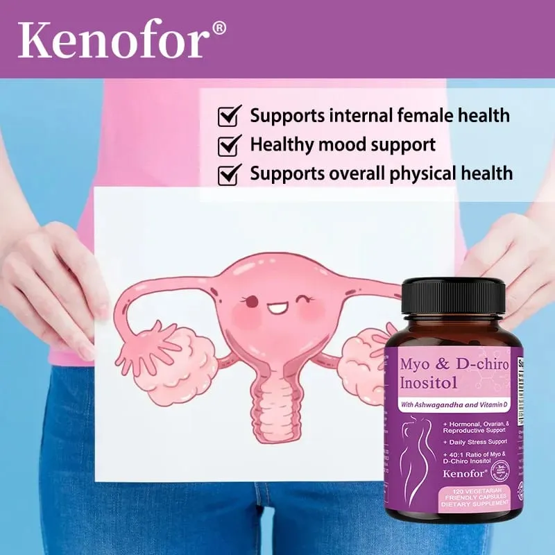 Inositol Supplement with Ashwagandha Improves Muscle Ovarian Function Antioxidant Blood Sugar Balance 120 Veggie Capsules