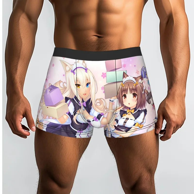 Anime N-Nekopara Chocola Vanilla Underwear Men Printed Game Boxer Briefs Shorts Panties Soft Underpants
