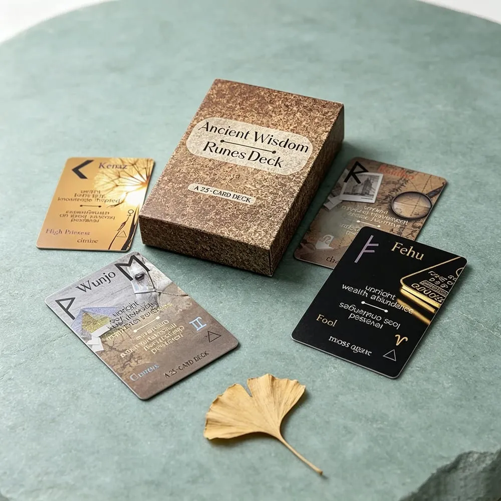 Ancient Wisdom Runes Deck A 25 Runes Oracle Cards Μαντικές κάρτες Fortune Telling For Inspire Your Life and Destiny Cards Game