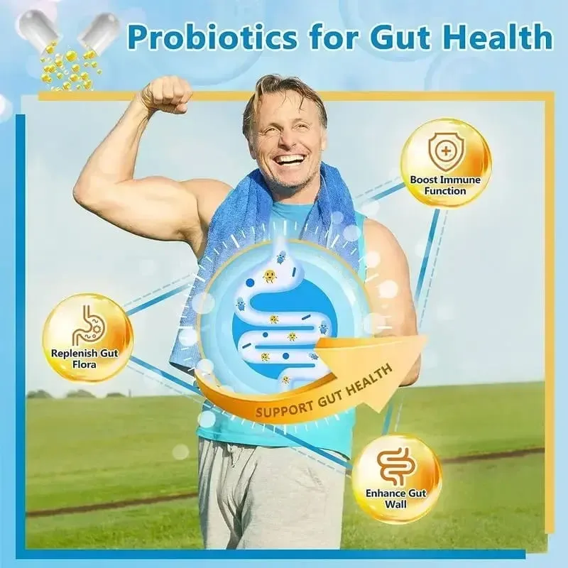 Organic Digestive Enzyme Probiotic Capsules Prebiotic Nutrition Digestion and Gut Health Immunity Suitable for Adults and Men