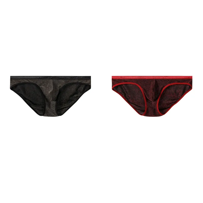 Men's Ice Silk Triangle Panties Sexy U-Shape Thin Briefs Breathable Mesh Low-Waist Underwear