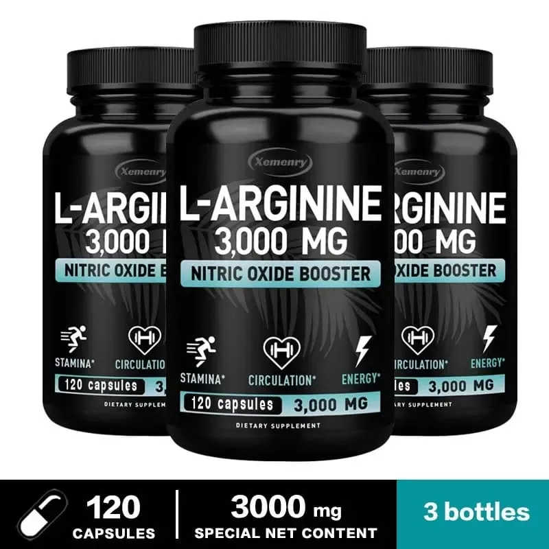 L-Arginine 3000mg - for Energy Strength and Endurance Support During Exercise | Muscle Mass Non-GMO