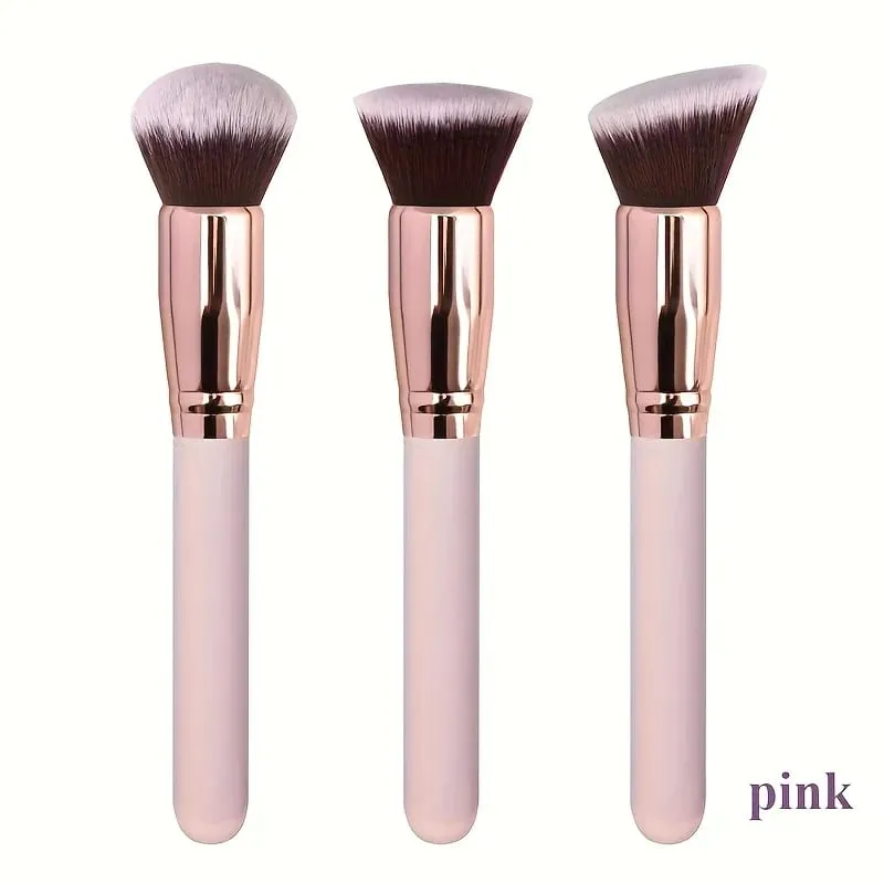 3pcs Professional Makeup Brush Set na may Foundation Blush at Eyeshadow Brushes - Soft Nylon Bristles Portable Travel-Friendly Co