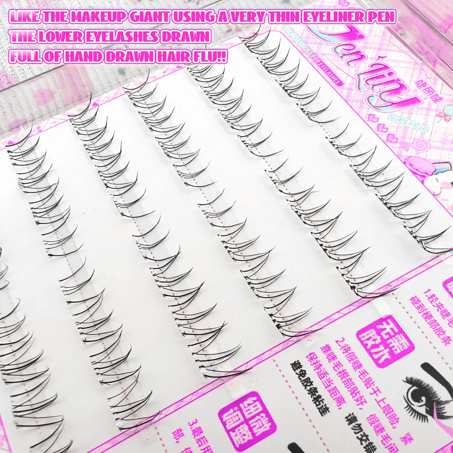 Χωρίς κόλλα Cat Eye Κάτω Βλεφαρίδες 6 σειρών Natural Wispy Look Επαναχρησιμοποιήσιμες Μαλακές ελαφριές Άνετες ευκολοφόρετα για αρχάριους