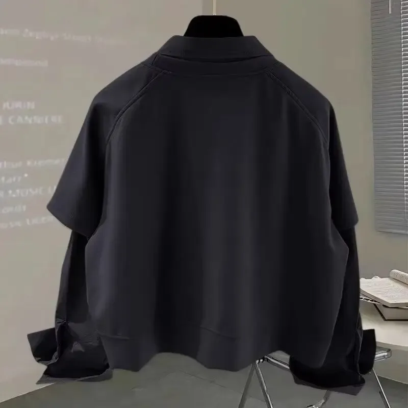 Zweiteiliges, gespleißtes Langarm-Shirt für Herbst und Winter, neues Sweatshirt für Herren, koreanischer Stil, trendige, lockere Mode, vielseitiges Oberteil