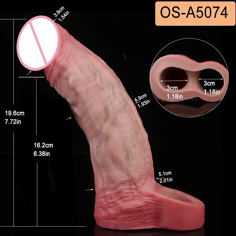Close Head Realistic Penis Sleeve Sex Toys for Men Delay Ejaculation Dick Extender For Couples Sex Pleasure Sexshop