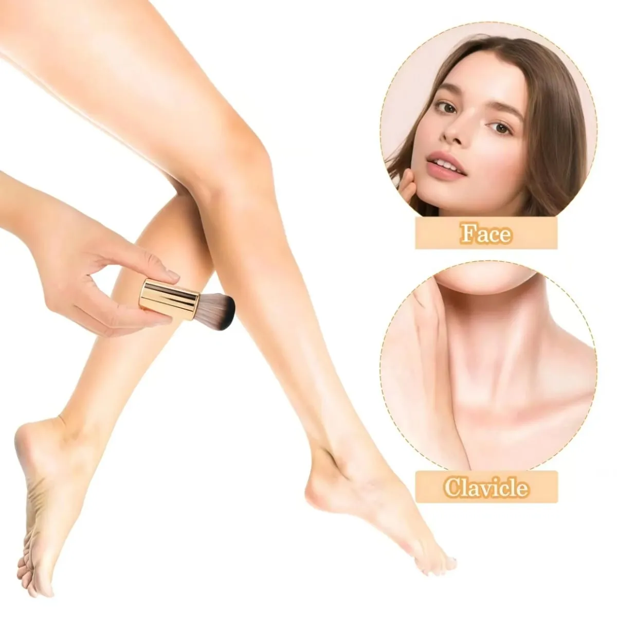 1 kuas alas bedak rose gold untuk tanning blending foundation blush on eyeshadow bronzer dan alas bedak pada wajah dan leher dengan bulu ujung tinggi dan rendah