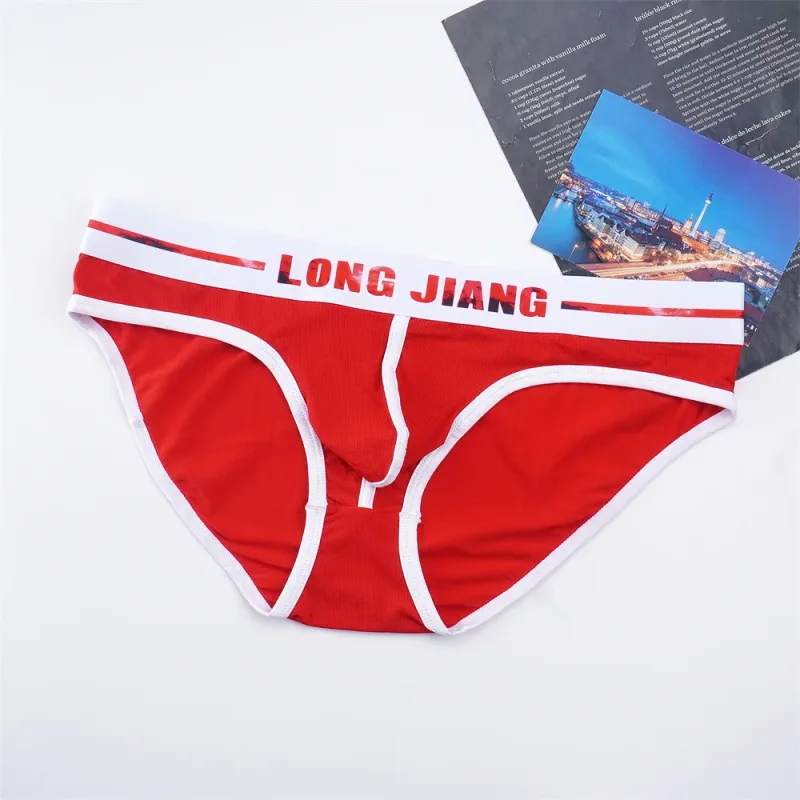 Sexy Men U Convex Underwear Slip Breathable Letters Waistband Ice Silk Briefs Plus Size Male Panties S-XL