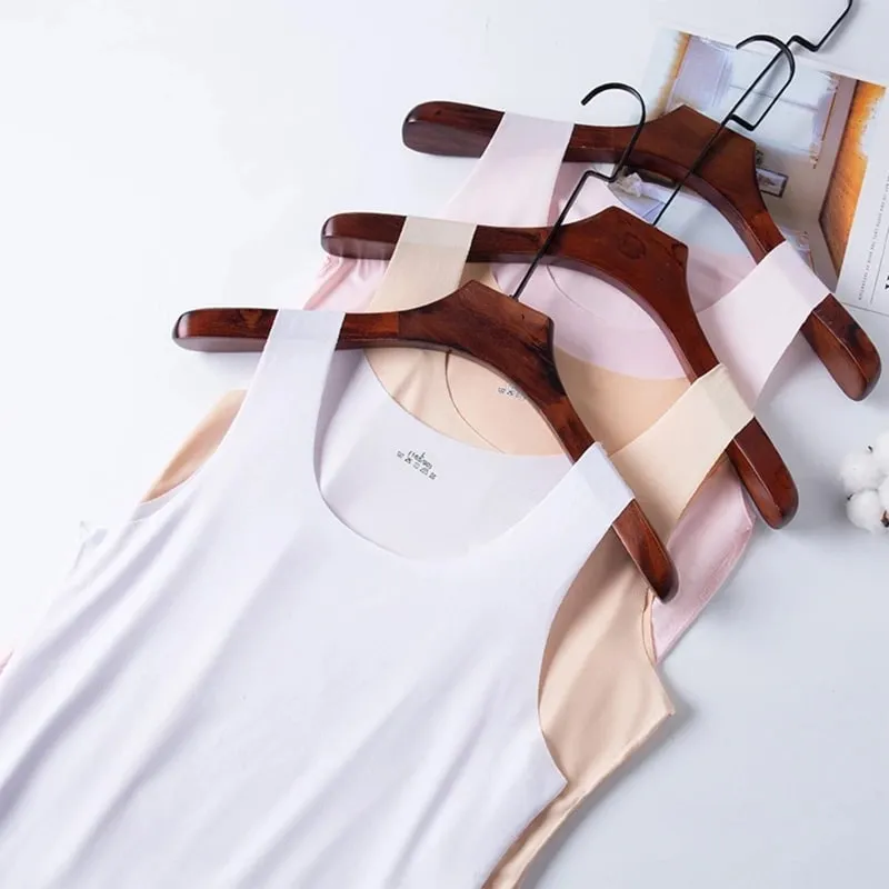 Női Summer Ice Silk Seamless Top Basic Ujjatlan O-nyakú Racerback Athletic Vékony ingek Sima egyszínű Yoga Quick Dropship