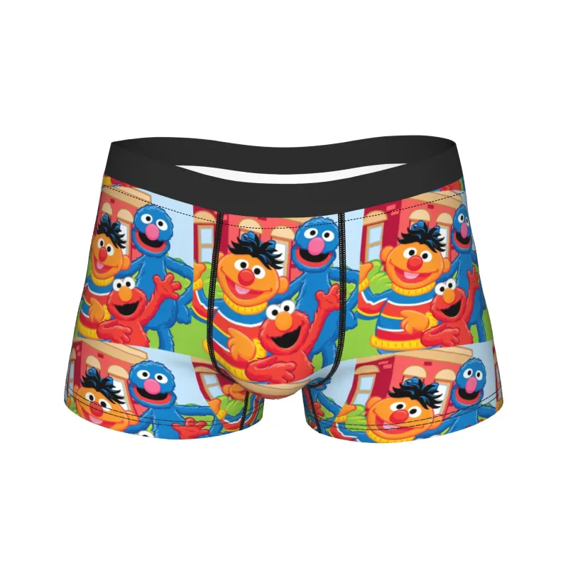 S-Sesames Streets Tango Elmo & Grover Underwear Men Shorts Briefs Funny Boxershorts Quality Customs Oversize Panties