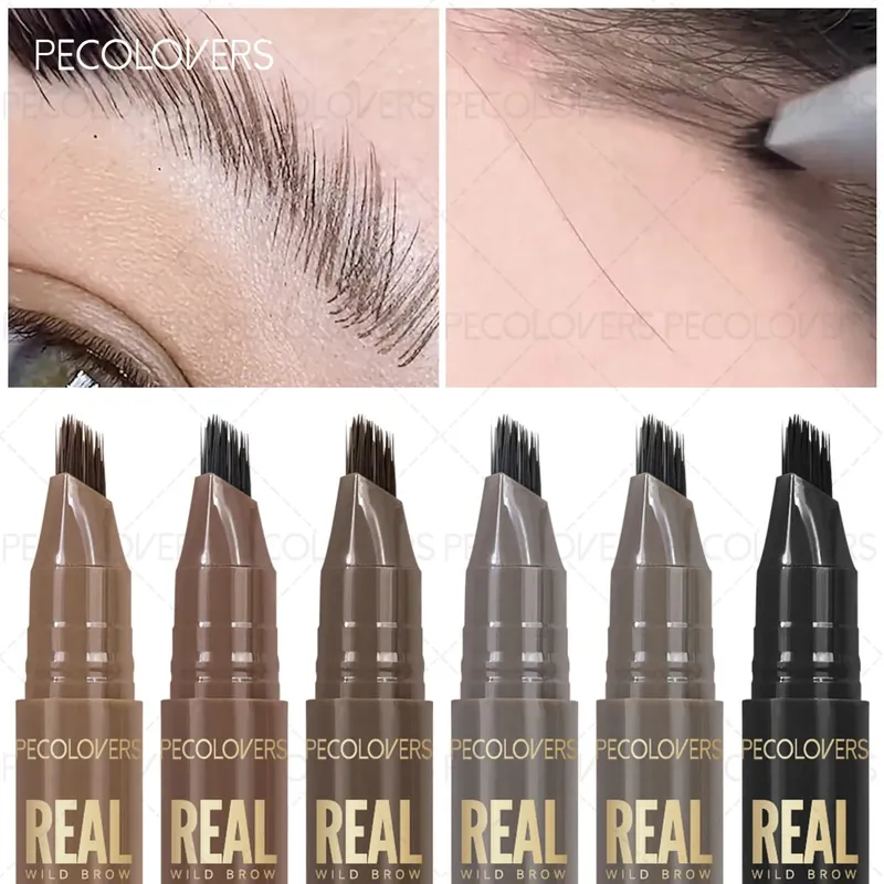 2PCS/SET 3D Wild Waterproof at Sweatproof Eyebrow Pencil at eyebrow Razor Mult Split Tip Eyebrows Pen Eyebrow Portable para sa Paglalakbay