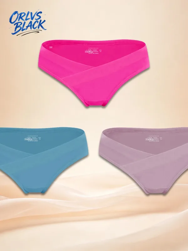 3PCS Cross Front Waist Design Mens Briefs Ultra Soft Breathable Stretch Slim Fit Daily Fashion Underpants AD330
