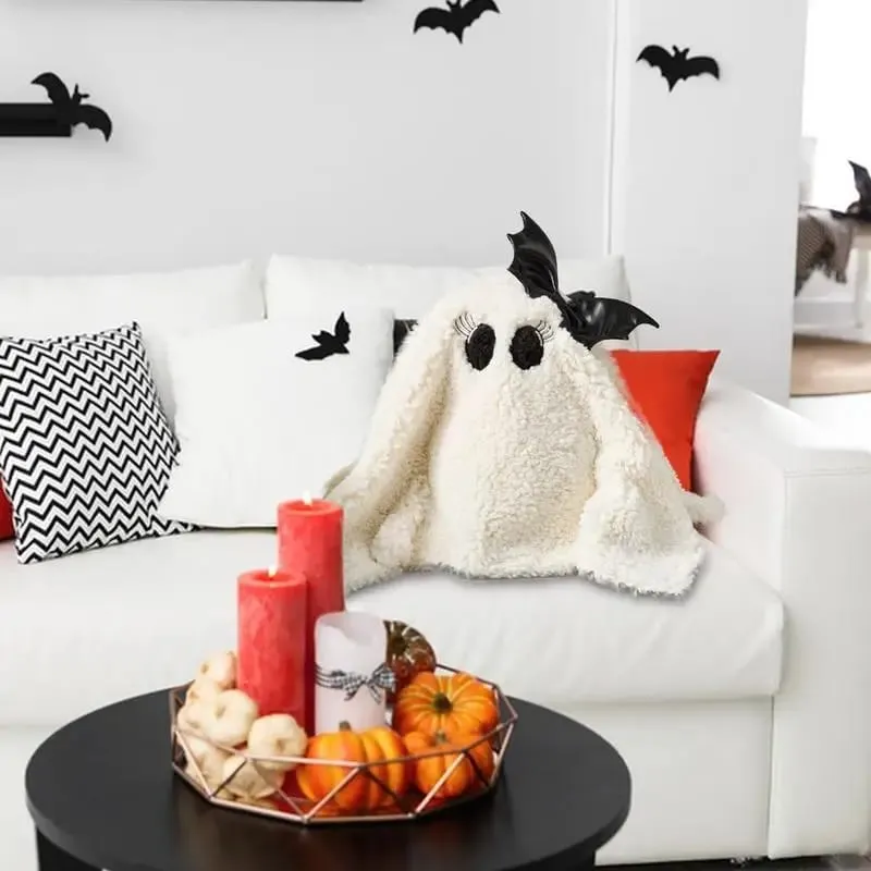 Ghost βελούδινο μαξιλάρι Χαριτωμένο βελούδινο Ghost Διακόσμηση σπιτιού Γεμιστά αποκριάτικα βελούδινα παιχνίδια Χαριτωμένα φάντασμα βελούδινα παιχνίδια Soft λούτρινα φάντασμα για