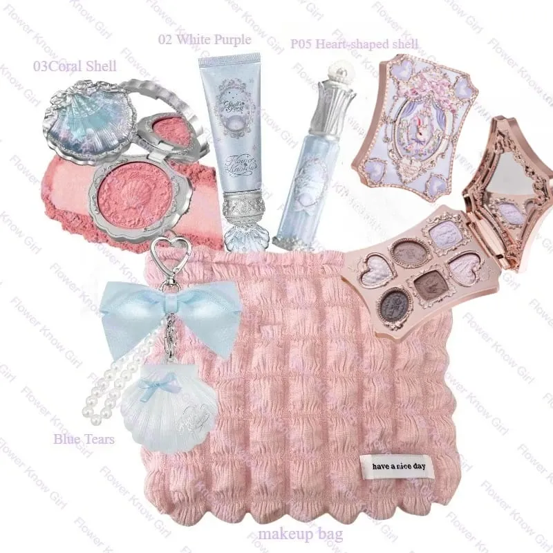 Σετ μακιγιάζ Flower Knows Shell's Jewel Collection Full Professional Face Palette Blush Eyeshadow Cream για τα χείλη Σετ βάλσαμου για highlighter
