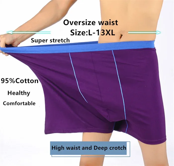 Man Underwear High Waist Cotton Loose 200KG Plus Size 10XL 12XL 13XL Boxers Male Elastic Oversized Red Blue Underpants Pantie