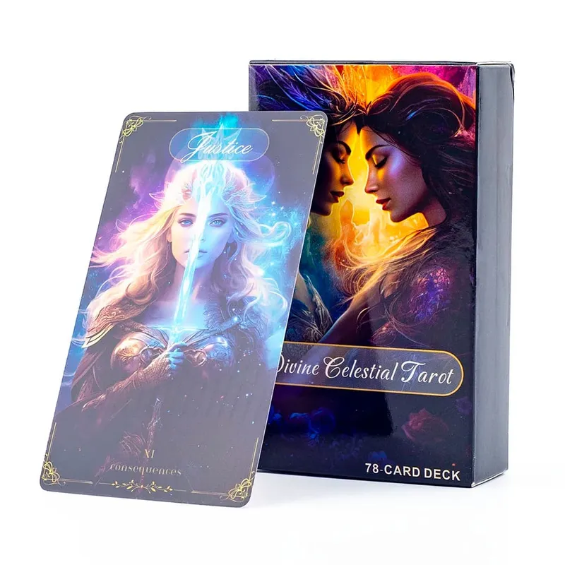 Divine Celestial Tarot Cards 78 Card Deck 10,4*6,1CM for Mantelling Gathering and Divination Επιτραπέζιο παιχνίδι