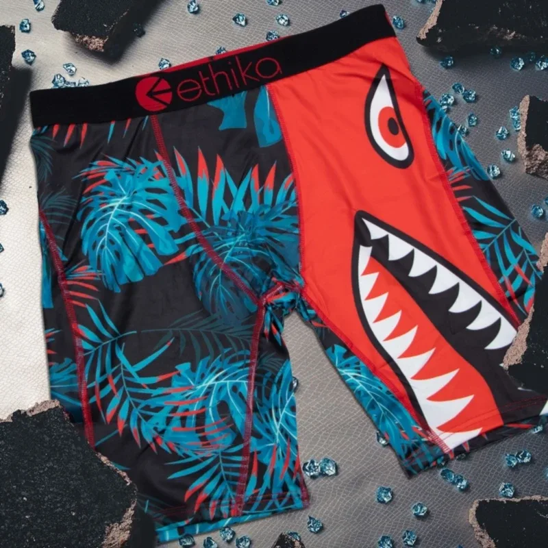 1Pcs Men Underwear Boxers Breathable Mesh Crotch Man Underpants Plus Size Mens Panties L-3XL Printed Men's Boxers Briefs